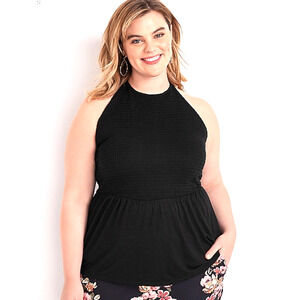 Maurices Tank Top Womens 2X Sexy Babydoll Smocked Halter Elegant Edgy Flattering